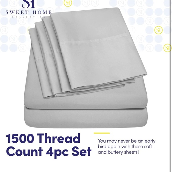 Twin Size Bed Sheets - 4 Piece 1500 Supreme Collection Fine, Twin, Silver - Picture 2 of 7